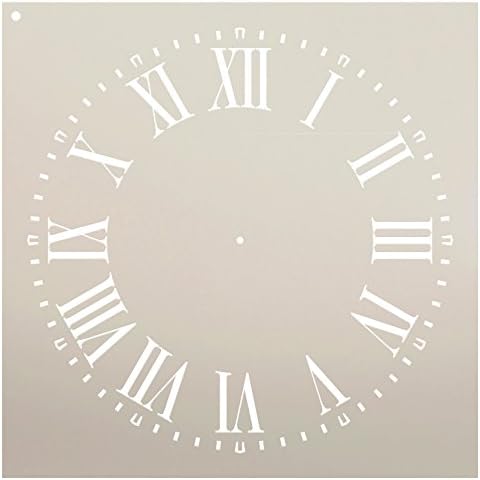 שעון חווה שעון פנים סטנסיל מאת Studior12 | ספרות רומיות אמנות שעון - תבנית Mylar לשימוש חוזר | ציור, גיר, מדיה מעורבת | DIY DECE